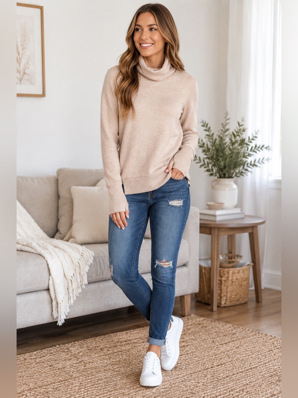 Alo Yoga Haze Funnel Neck Sweatshirt In Nectar Heather